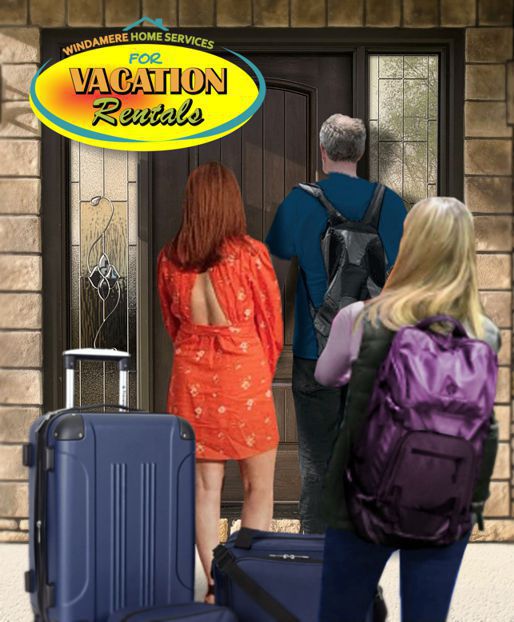 Travelers entering a vacation home